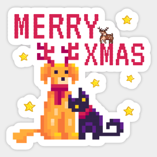 Merry Xmas Christmas Pixel Art Sticker